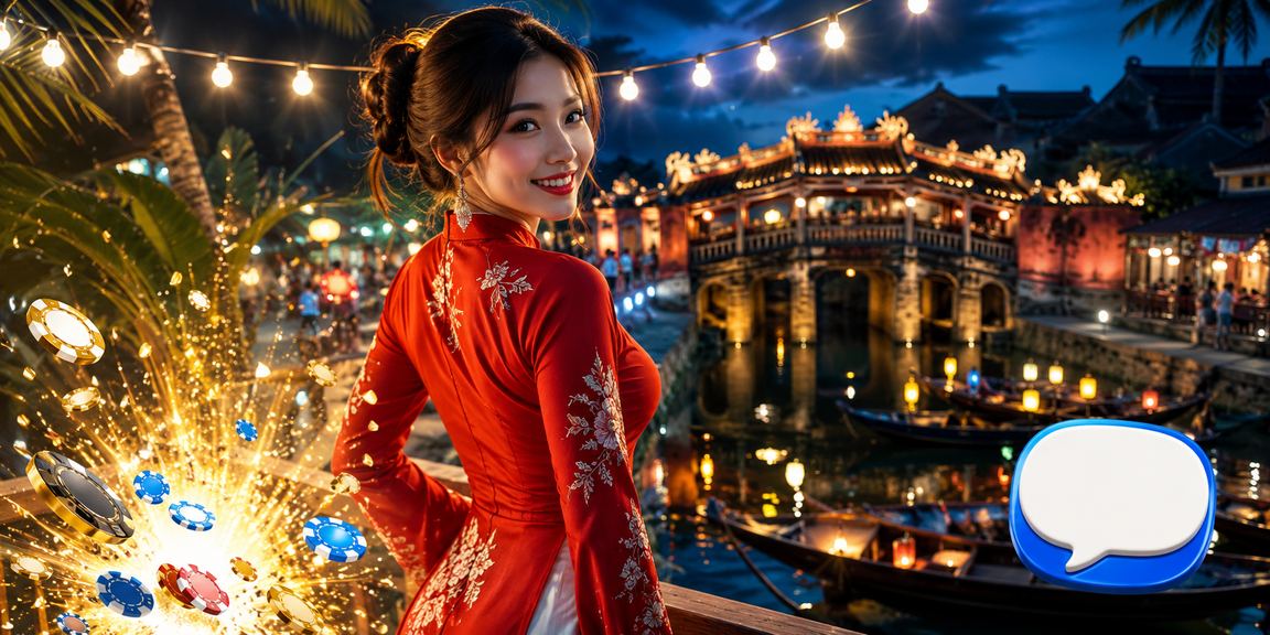 Khung cảnh giải trí tối tại Hội An với người dùng trải nghiệm casino trực tuyến trên thiết bị di động