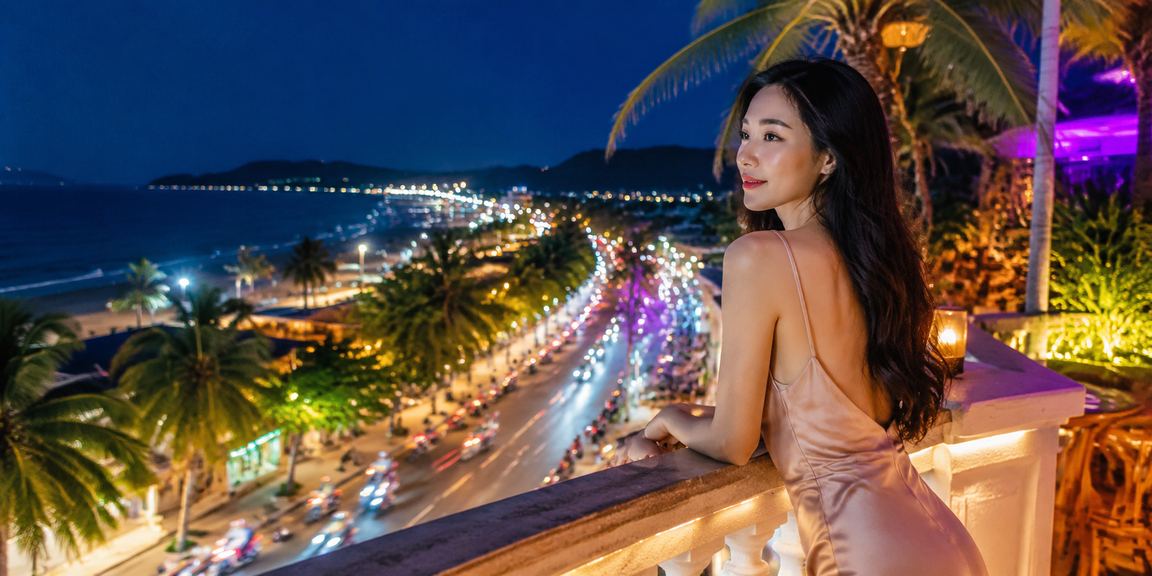 Màn hình ứng dụng 810 hiển thị giao diện thanh toán ban đêm tại Phú Quốc với đèn neon sặc sỡ